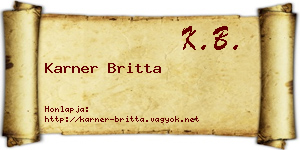 Karner Britta névjegykártya